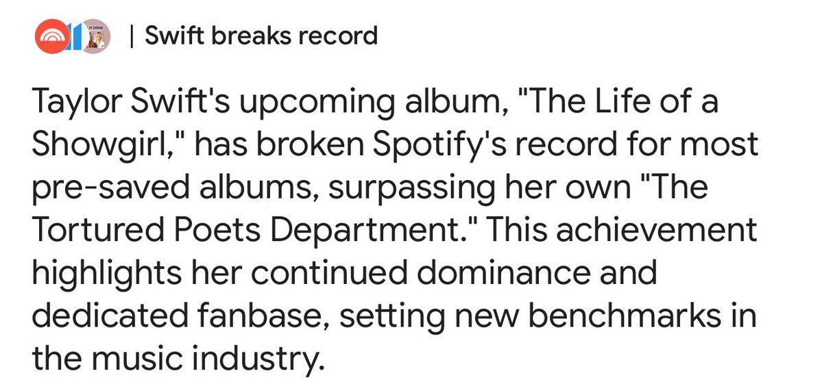 ~Just Lori~ (@thebreeze_13) on Twitter photo HI <a href="/taylornation13/">Taylor Nation</a> PRE-SAVED RECORD BROKEN BEATING THE PREVIOUS RECORD HELD BY…TAYLOR SWIFT ❤️🔥 #TSTheLifeofaShowgirl HI <a href="/taylornation13/">Taylor Nation</a> PRE-SAVED RECORD BROKEN BEATING THE PREVIOUS RECORD HELD BY…TAYLOR SWIFT ❤️🔥 #TSTheLifeofaShowgirl