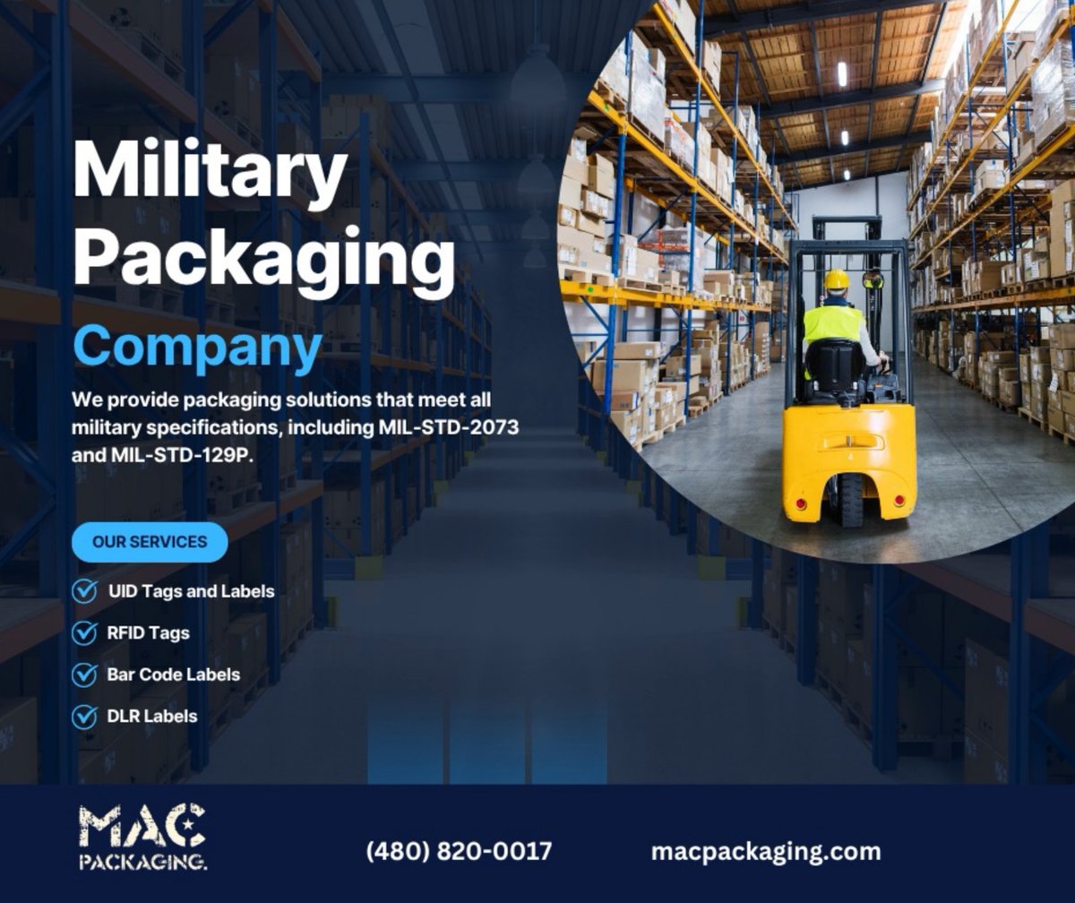 We specialize in mil spec packaging and all types of industrial packaging, shipping, labels, foam packaging, and storage products.

macpackaging.com/military-speci…

#military #aerospace #shipping #delivery #label #labeldesign #rfid #rfidchips #crates #foam #dlr #milspec #packaging