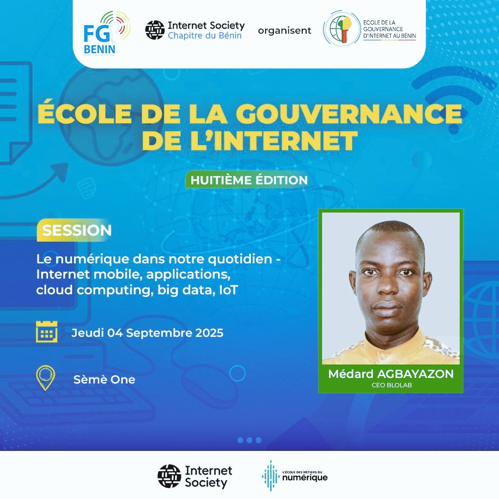 Cet après-midi du <a href="/BeninFgi/">FGI Bénin</a> à l’École de la gouvernance de l’Internet au Bénin, <a href="/agbayazonmedard/">Médard AGBAYAZON</a>, renforce les connaissances des jeunes sur les Big Data, IoT, etc.. Les échanges continuent avec 100 jeunes sélectionnés, en présentiel et en ligne. #egibenin #egibenin8