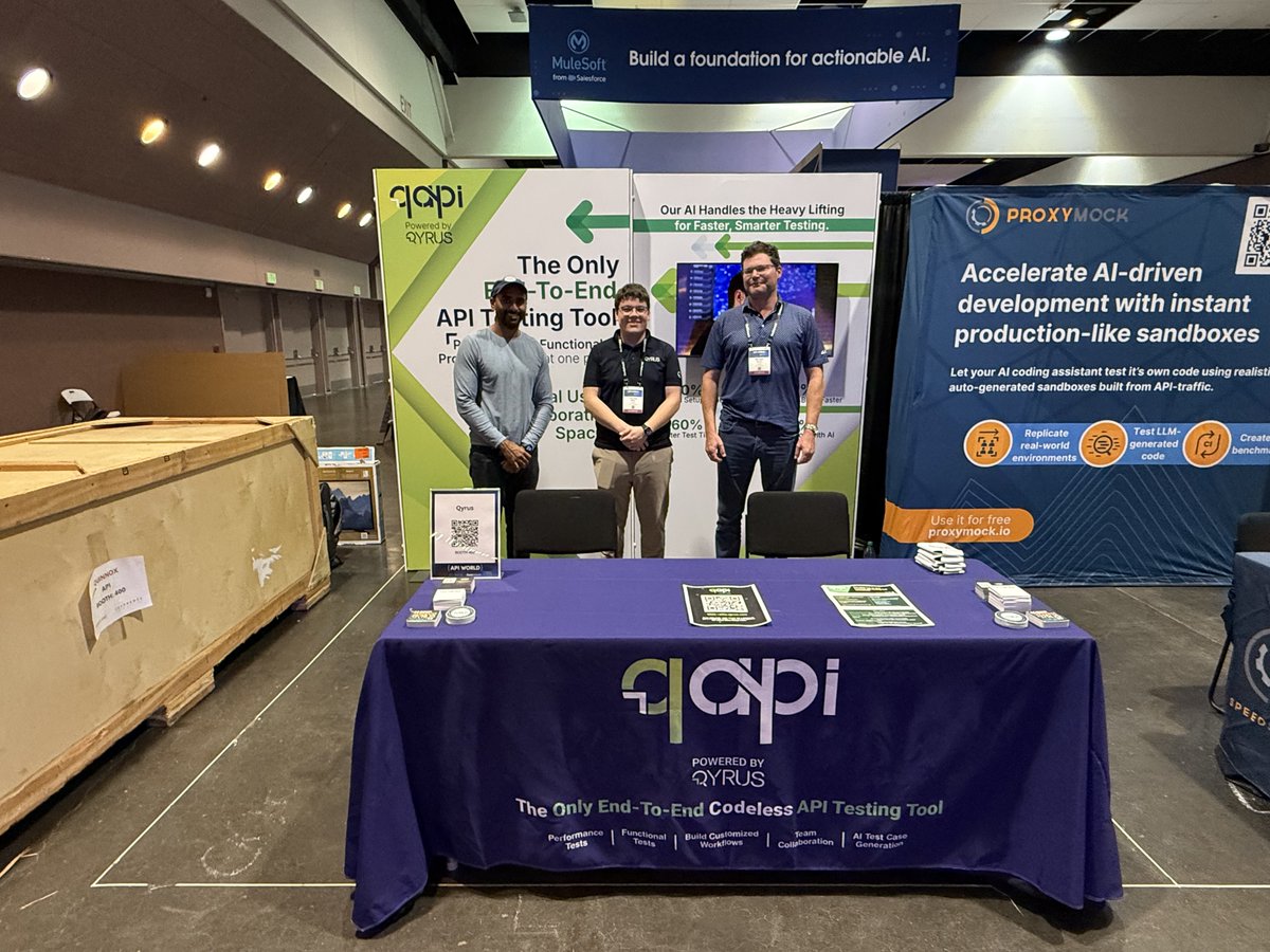 QyrusAI's tweet image. Day 1 at @APIWorld kicked off yesterday and the @QyrusAI crew has landed!
Come find us at Booth #400, we’ll be running live demos, showing you what next-gen API testing looks like, and yes, the raffles and prizes are real.
Here’s a glimpse from the pre-events. Stay tuned for…