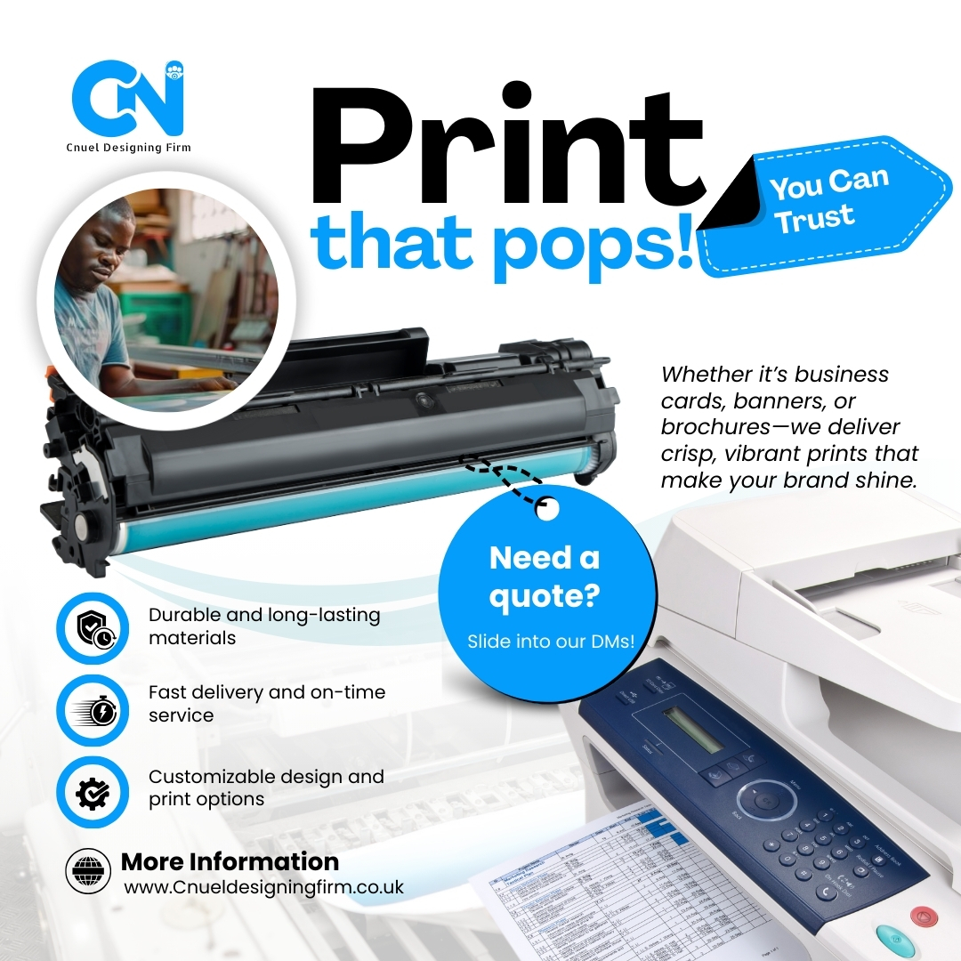 chibestnuel's tweet image. Print that pops! Whether it’s business cards, banners, or brochures—we deliver crisp, vibrant prints that make your brand shine. Need a quote? Slide into our DMs!”
 📄 #PrintPerfection #DigitalPrinting #ThursdayThread