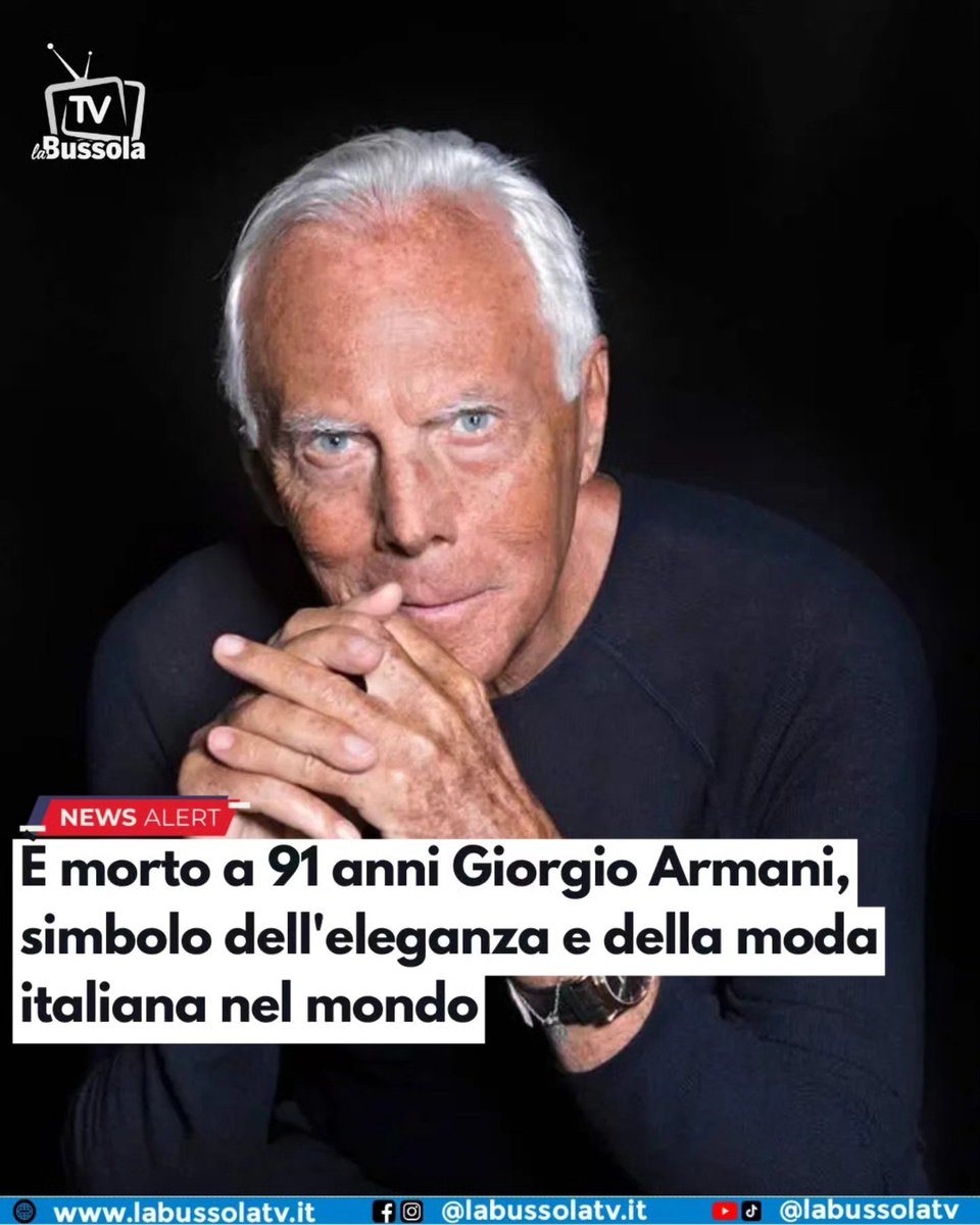 "Con infinito cordoglio, il gruppo Armani annuncia la scomparsa del suo ideatore, fondatore e instancabile motore: Giorgio Armani". Così in una nota il noto gruppo di moda annuncia la scomparsa dello stilista all'età di 91 anni.

#GiorgioArmani