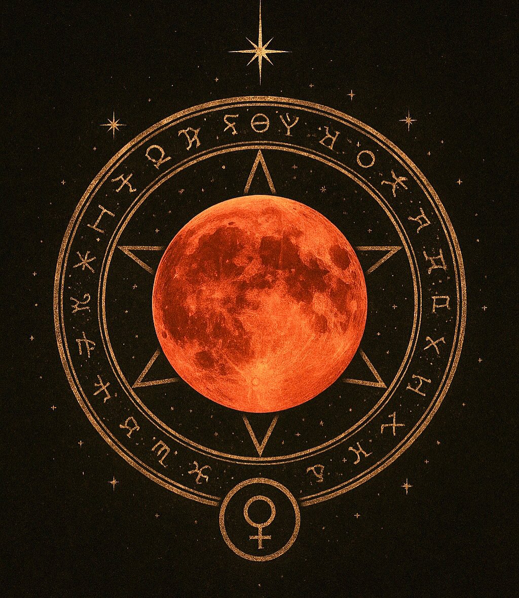 7 Eylül’de gökyüzü bize güçlü bir mesaj getiriyor: 
Kanlı Ay Tutulması.
Bu kadim mühür, Ay’ın kırmızı ışığında ortaya çıkan gölgelerden korunmak ve içsel gücümüzü hatırlamak için tasarlandı.
Tutulma, bastırılmış duygularımızı yüzeye çıkarırken aynı zamanda bizi yenilenmeye davet