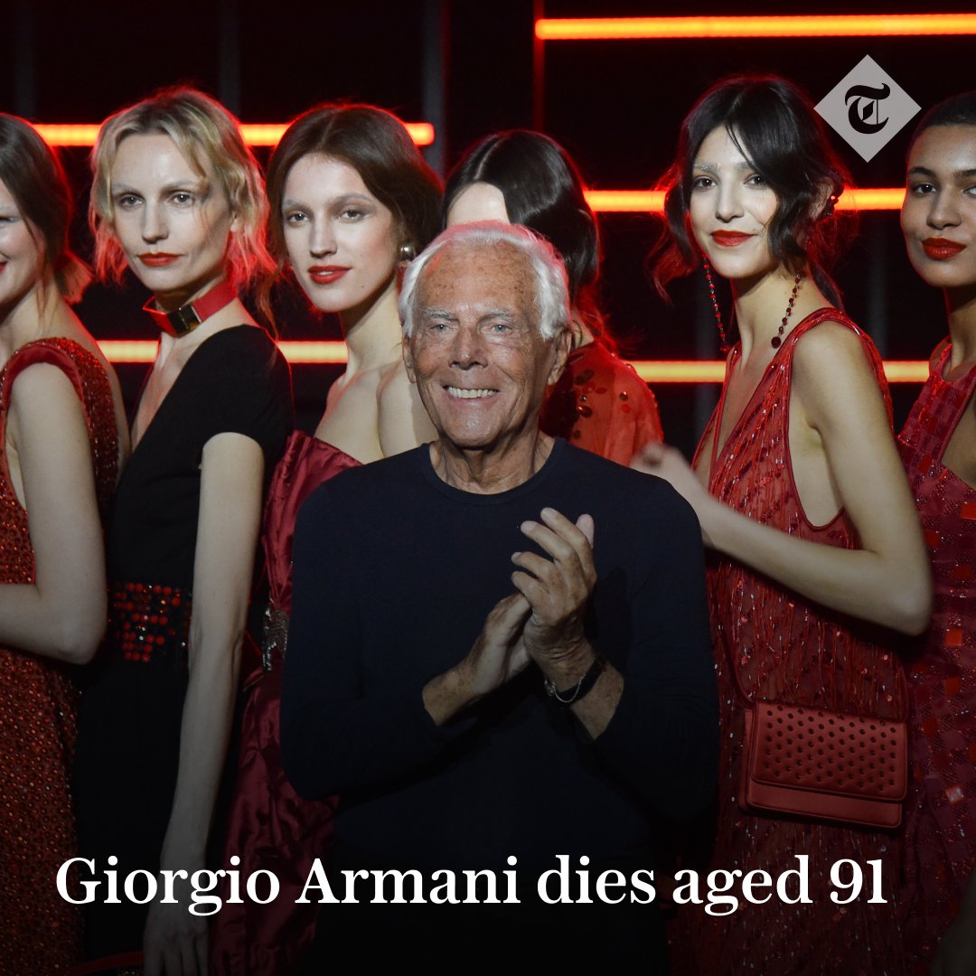 Telegraph's tweet photo. 🔴 BREAKING: Giorgio Armani, the Italian fashion designer and billionaire, has died aged 91

Read more ⤵️
https://t.co/1P0UnSkb0X https://t.co/qvAkcKLvBg