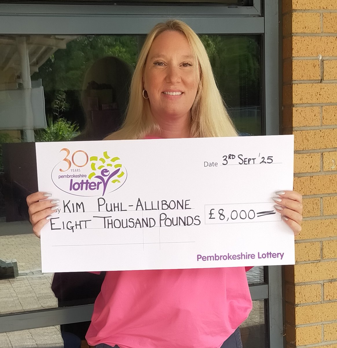 Meet our £8,000 Superdraw winner, Kim Puhl-Allibone from Pembroke. Kim works for Pembrokeshire County Council and plays through the salary deduction scheme they run for us. She hadn't decided what she'd do with her winnings when we met but said the kids would be full of ideas!