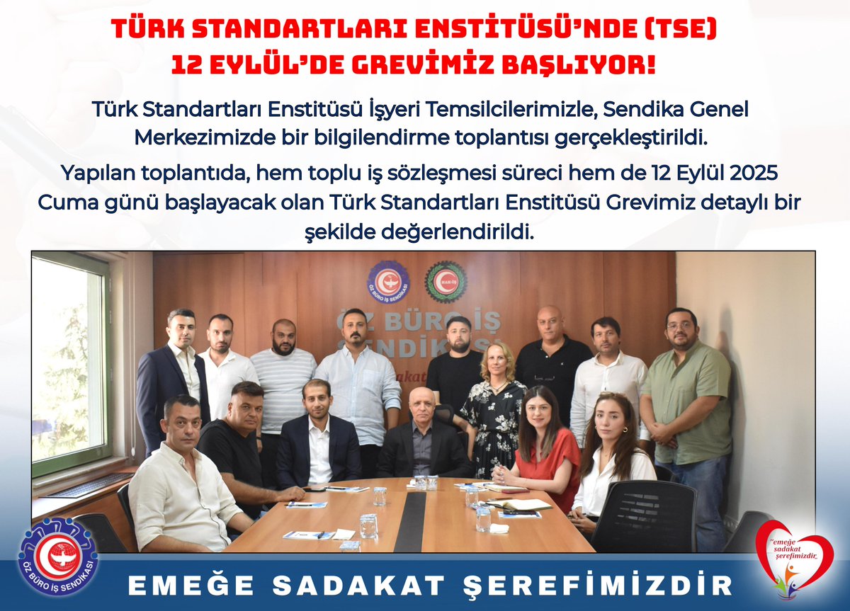 ozburois's tweet photo. #özbüroi̇şsendikası 
#emeğesadakatşerefimizdir 
#türkstandartlarıenstitüsü https://t.co/baaVOkr26e