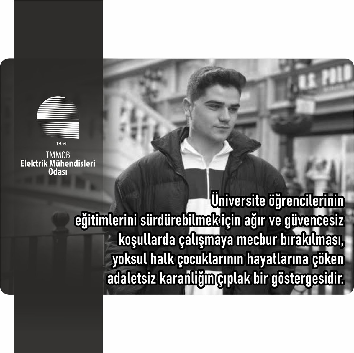 BU CİNAYET DÜZENİNİ KABUL ETMİYORUZ!

Eğitim masraflarını karşılayabilmek için Kocaeli’nin Körfez ilçesinde bir okul inşaatında çalışırken asansör boşluğuna düşerek yaşamını yitiren üniversiteli genç Celal Türkaslan’ın ölümü, bir kaza değil, bir iş cinayetidir. Erzincan Binali