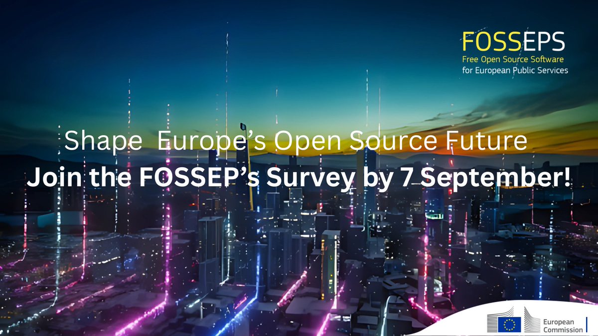 Only 3 days left for you to take part in the #FOSSEPS survey!

Respond by Sunday and tell us which critical #OpenSource software you and your public administration cannot do without.

Help us strengthen the resilience of #OpenSource software in the EU!
👉europa.eu/!NVQyMx
