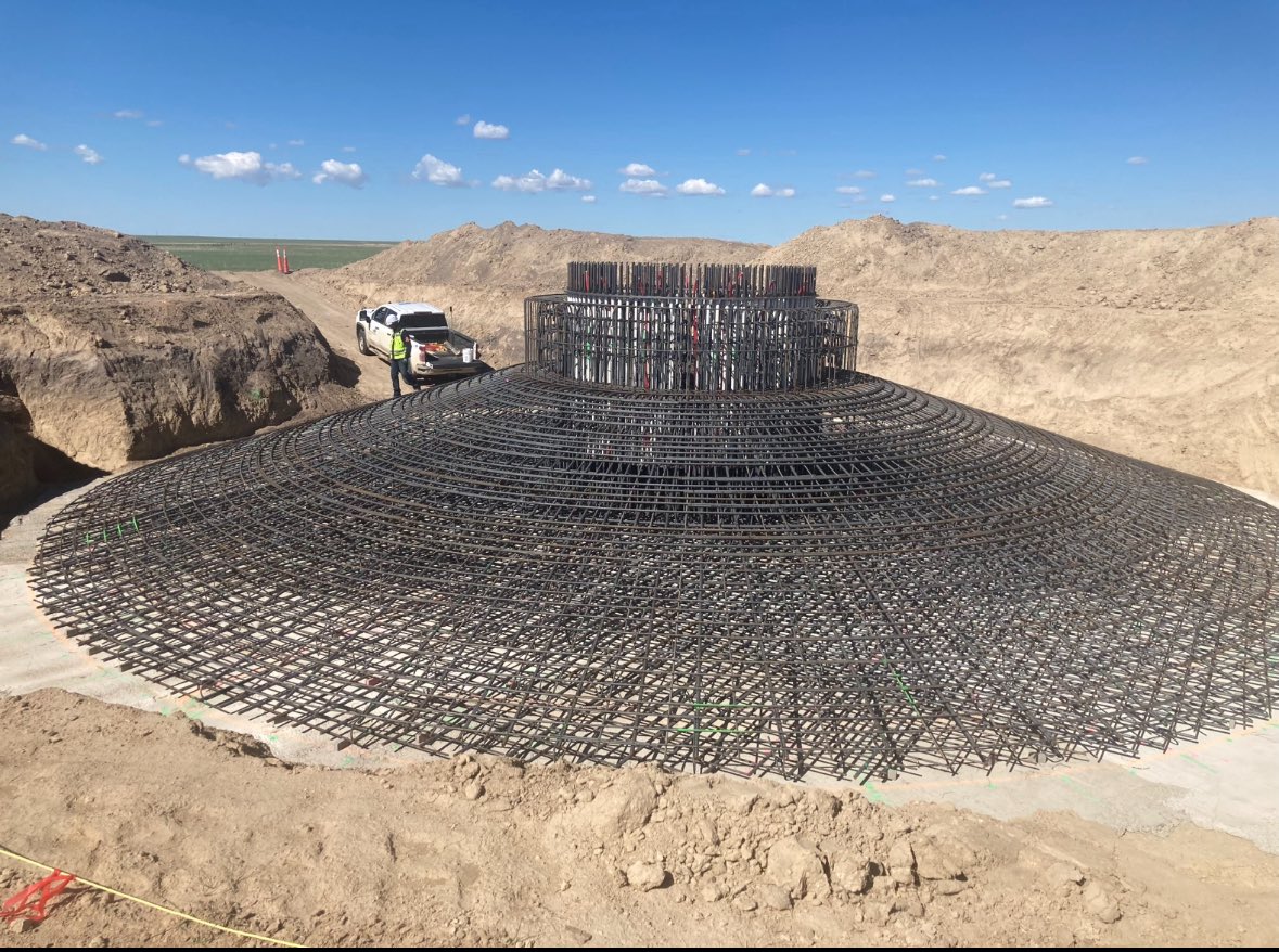 Amount of rebar needed for the base of a single windmill. This is part of a project I’m working on for a wind farm going up in Colorado.