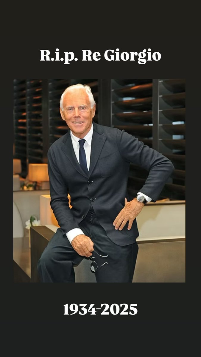 Alexandros76's tweet photo. Ci ha lasciato un grande italiano.
Addio a @giorgioarmani 😫 https://t.co/E2Y1yDkkhv