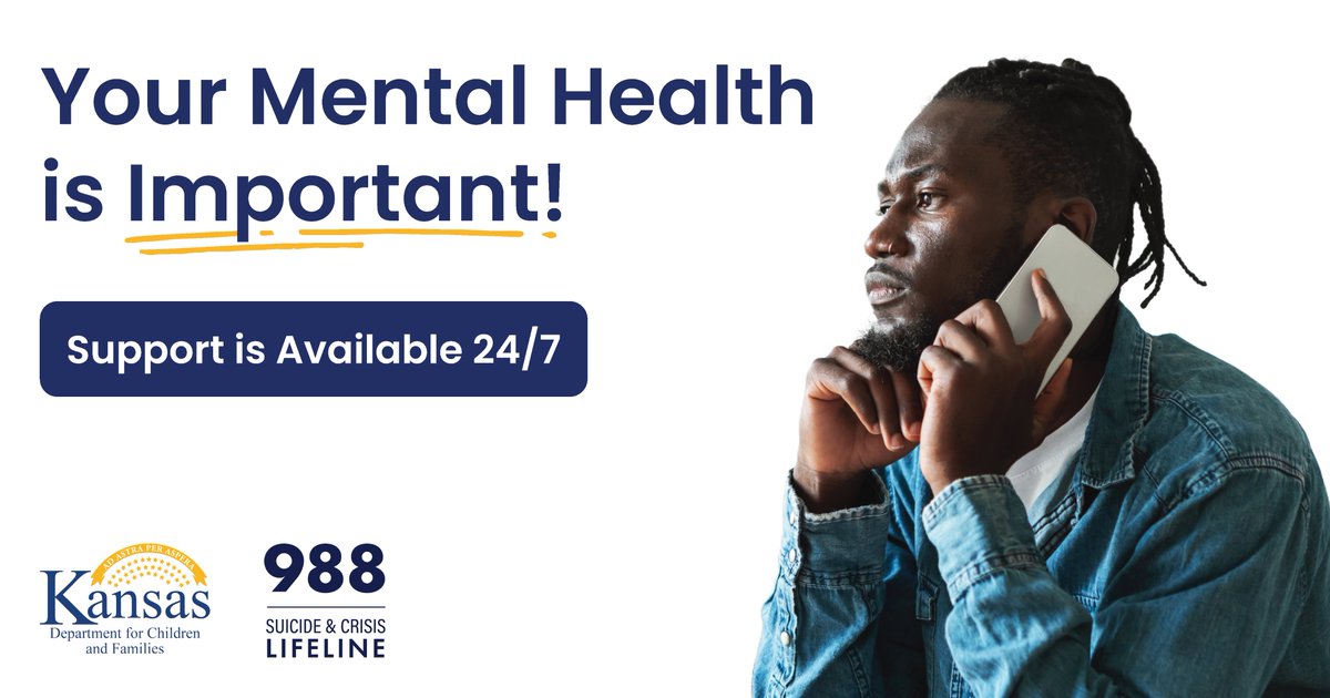 You don’t have to face mental health struggles alone.

The Family Mobile Crisis Helpline (available for Kansans 20 years and younger and their families at fmch.dcf.ks.gov) and the <a href="/988Lifeline/">988 Suicide & Crisis Lifeline</a> (988lifeline.org) are here for you!

#SuicidePreventionMonth #ksleg