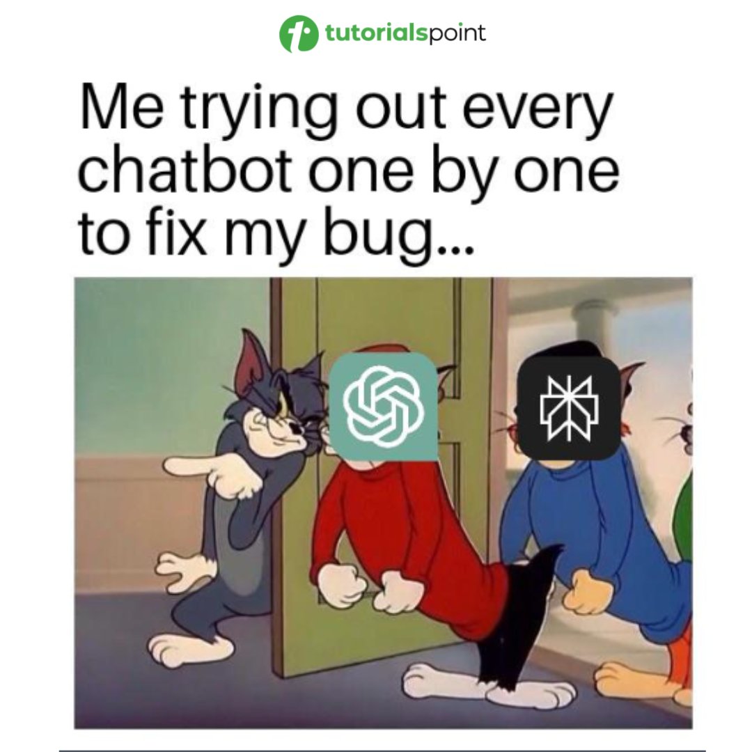 tutorialspoint's tweet image. AI knows best 🙄

 #codingmemes  #programminghumor