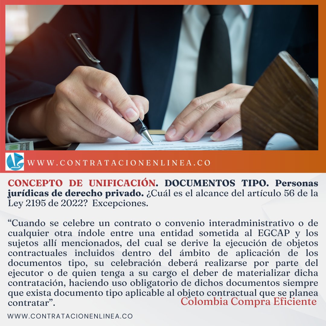 contrataenlinea's tweet photo. 📧 CONCEPTO DE UNIFICACIÓN. DOCUMENTOS TIPO. RÉGIMEN ESPECIAL ¿Cuál es el alcance del artículo 56 de la Ley 2195 de 2022? https://t.co/TwQeSl5yPZ https://t.co/IHNqi7mbLX