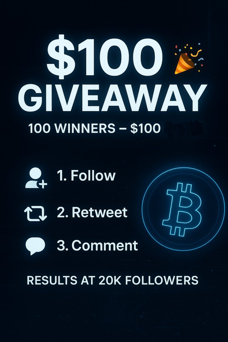 TRanjanofficial's tweet photo. 🚨 $100 GIVEAWAY 🚨

We’re giving $100 to 100 users 🎉

To enter:
✅ Follow us....
✅ Retweet the post....
✅ Comment on every post ..

📌 Winners will be announced once we hit 20K followers!

#Giveaway #Crypto #BTC https://t.co/obQ8AhyMgh