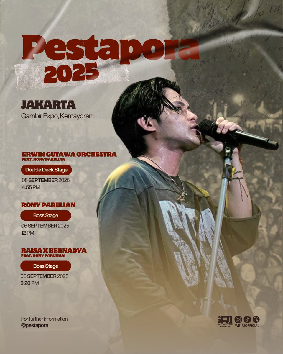 we_r1official's tweet photo. Rony main lagi ke Pestapora 🥳
Yuk seru-seruan bareng Rony di Day 1 &amp; Day 2 Pestapora 2025!

#RonyParulian https://t.co/Jdf5R8bou7