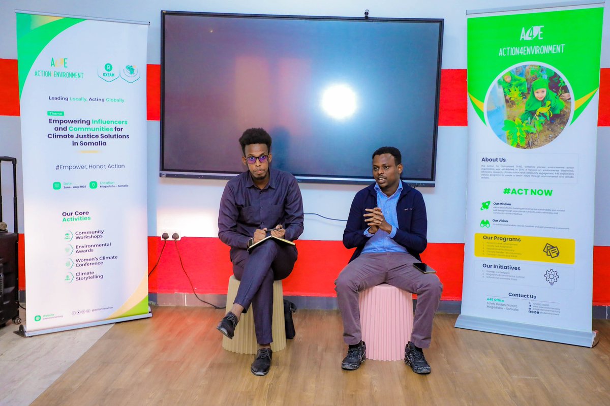 action4environ's tweet photo. Thrilled to wrap up the Advancing Climate Justice AACJ Project, with an engaging debate on the vital role of influencers and communities in driving climate justice solutions in Somalia! Together, we can make a difference! #ClimateJustice #AACJProject #OxfamSomalia https://t.co/ZuxWWOuUDY