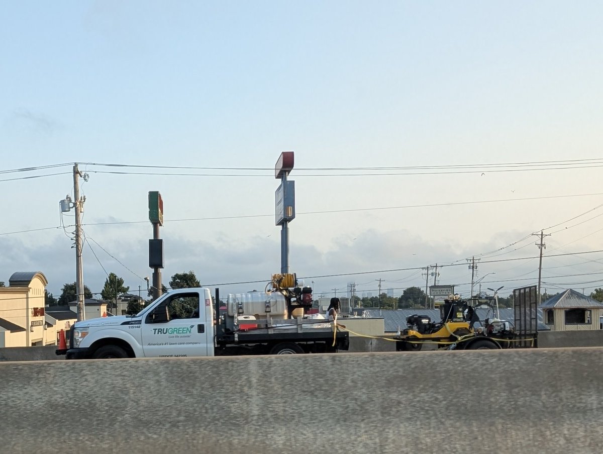 Reports are coming in that the driver of this #TruGreen lawn are truck was shot while driving on I-240 and Western in OKC this morning.