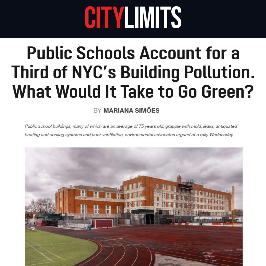 Today, NYC students are going back to classrooms that have mold, leaks, and broken heating &amp; cooling.

By investing in #GreenHealthySchools, NYC can create 321,000 jobs, cut energy costs in half, &amp; build healthier communities.

Full story <a href="/MariRebuaSimoes/">Mariana Simões</a>:
citylimits.org/public-schools…