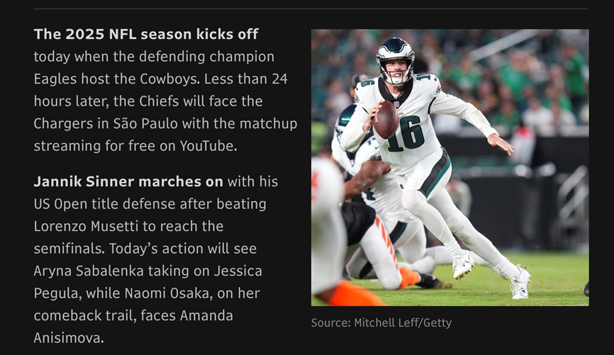 pretty funny that <a href="/bloomberg/">Bloomberg</a> used a photo of Tanner McKee in their NFL preview this AM.  Go birds <a href="/Eagles/">Philadelphia Eagles</a>