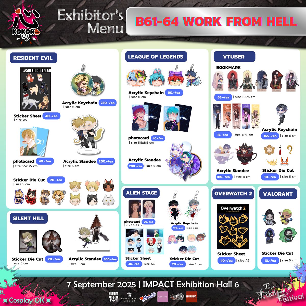 มาแปะๆ ใบเมนูเจ้าหมูและพ้องเพื่อน ประจำบูธ B61-64 ในงาน  #KOKOROcos8 ค่ะ! แวะกันมาเยอะๆ นะคะ 🐷♥✨

📌KOKOROcos8 บูธ B61-64
📅วันอาทิตย์ 7 กันยายน 2568
🏬IMPACT Exhibition Hall 6