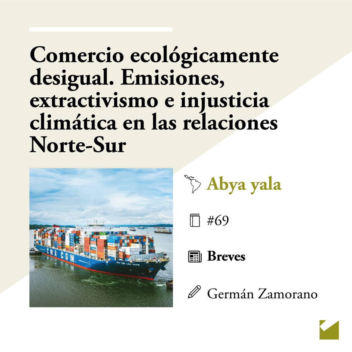 Revista_Eco_Pol's tweet photo. #EP69 BREVES 🌎Comercio ecológicamente desigual. Emisiones, extractivismo, e injusticia climática en las relaciones Norte-Sur https://t.co/PHpWLafKCC
📝Germán Zamorano
#ComercioDesigual #Emisiones #Extractivismo #DeudaEcológica #EcologíaPolítica #AbyaYala https://t.co/9b0g6hZpl2