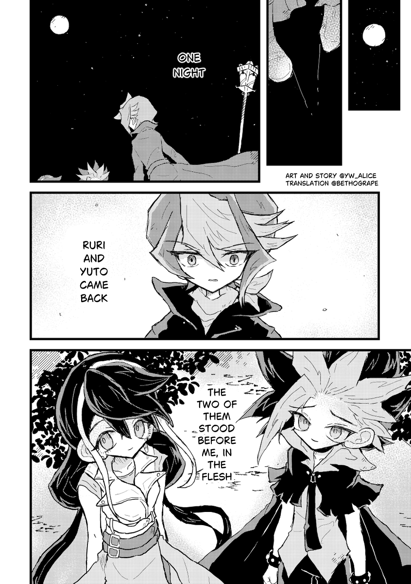 bethogrape's tweet photo. THE RESURRECTION (doujinshi by @yw_alice)  (1/5)

‘I remember everything about you.’

Yuto and Ruri return to Shun- but only for one night. Does Shun have what it takes to say goodbye?

Manga reads right to left, ft. translation of chapter 1 with creator’s permission #yugioharcv https://t.co/3vm9F6b9dv