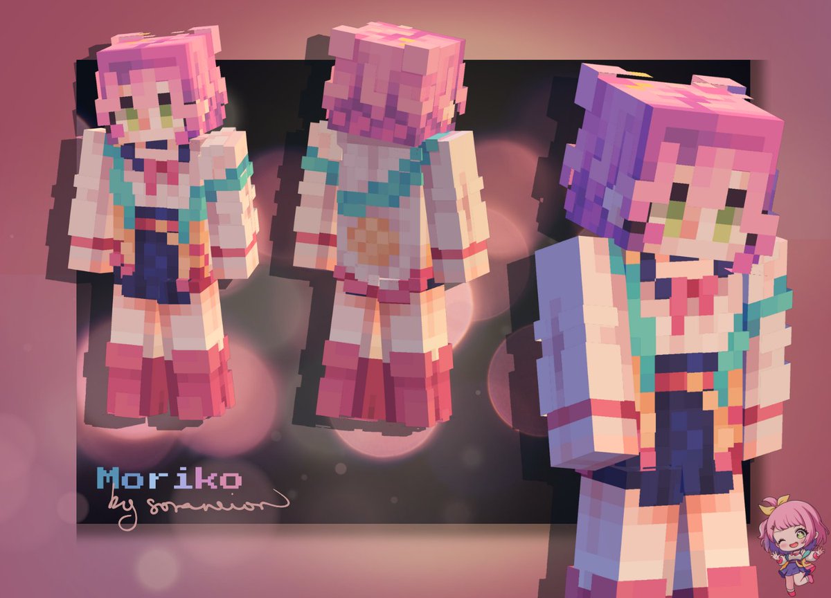 alichino__'s tweet photo. Special minecraft commission from a repeat client 🥰✨ (1/2) Meet Moriko~

#VGenComms #minecraftskin https://t.co/179Vwh22iz
