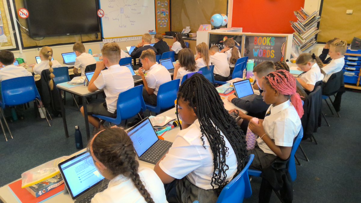 michael_primary's tweet image. What a fabulous start to Year 5! The children have all shown how grown up and sensible they are. This afternoon we completed our Star reading test ready for our new reading books. @STOC_CAT #stmicenglish #stmiccomputing