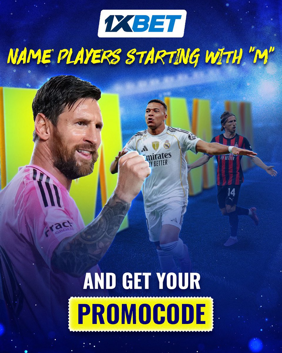 1xbetsl's tweet photo. π The M Challenge! β½π₯
Name as many football players as you can with last names starting with βMβ!
β
How to join:
1οΈβ£ Follow & like π
2οΈβ£ Comment your M-players + 1xBet ID π
π Those with the most names win a promo code worth 230 SLE on 12 September!!
#1xBet #MChallenge https://t.co/t4E3zxwmmR