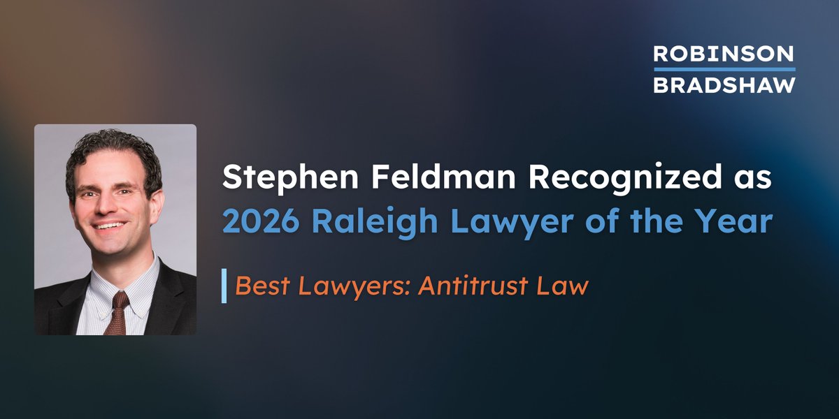 Congratulations to Stephen Feldman on his recent recognition as 2026 Raleigh Antitrust Law Lawyer of the Year by Best Lawyers! rb.gy/r72vu9