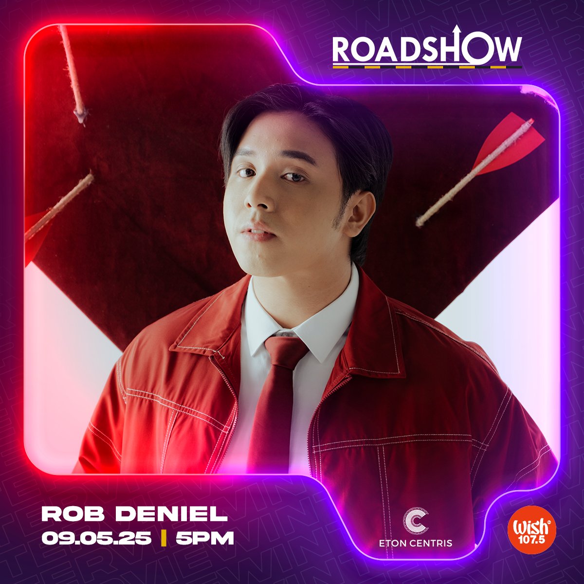Join <a href="/rob_deniel/">Rob Deniel</a>, <a href="/amielsol2/">Amiel Sol</a>, Shanne Dandan, Aubrey Caraan, and Daewon Lee as they perform live on today's Roadshow!

The Wish 107.5 Bus will be at Eton Centris. Show starts at 4 p.m. PHT.