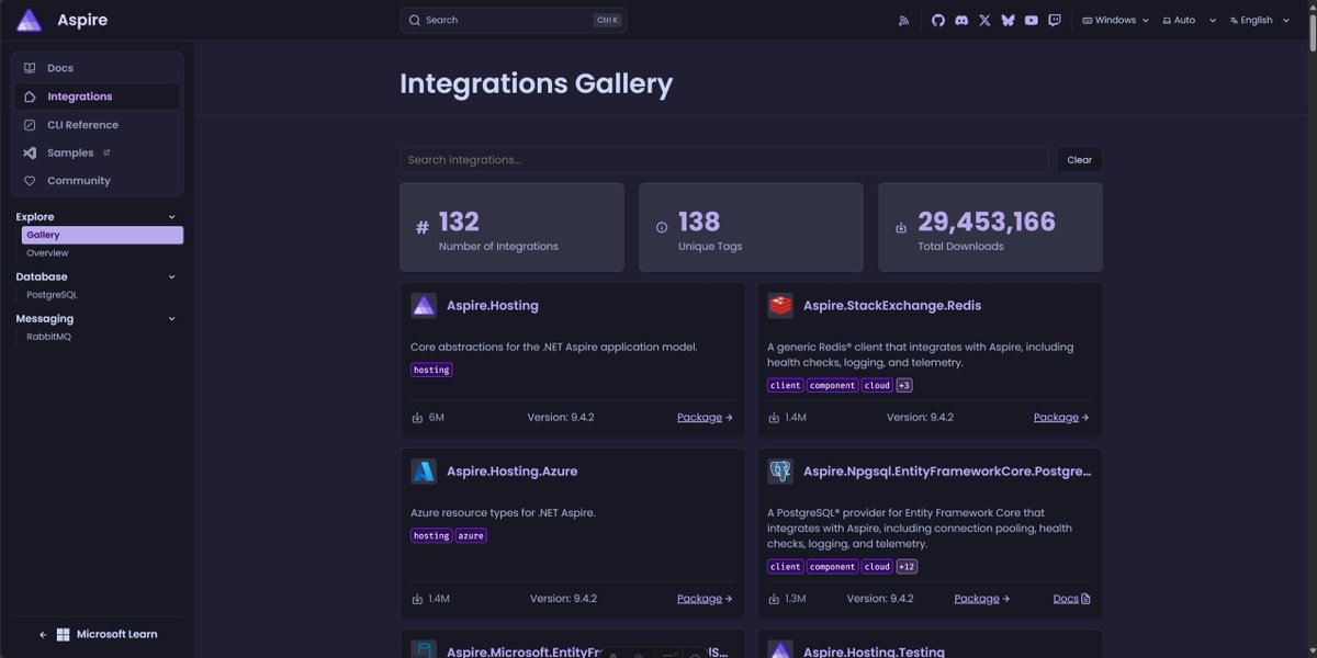 davidpine7's tweet image. It's been super energizing working on the #aspire brand refresh + docs re-platforming. Here's a sneak peek 🤓

✨ Fresh new docs UX
📖 Simplified nav and structure
🎨 Modern themes
🔍 Better discoverability
☑️ Asciinema terminal embeds

Built with 💜 at Microsoft — @aspiredotdev