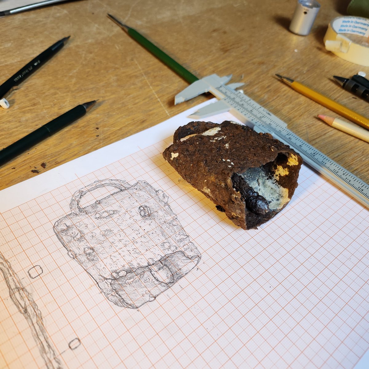 #Roman cow bells served both practical &amp; ritual purposes, their main function being to locate animals. They were also used to protect against predators. This was the cattle bell we ever had the opportunity to #draw – our job has lost none of its fascination!
#ArchIllu #drawing