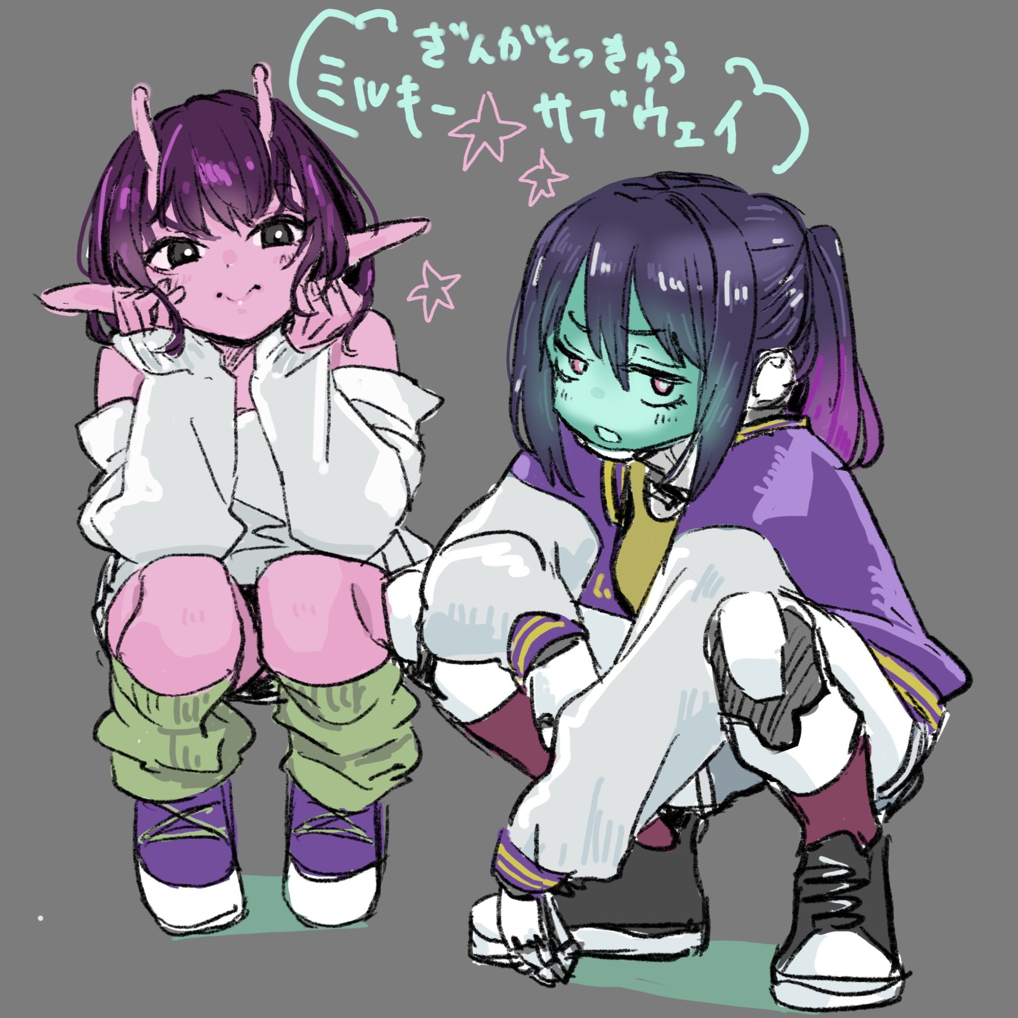 創作 手描きイラスト ♡手描きイラスト♡創作002「ネコミミメイドさん」小色紙 ラフ