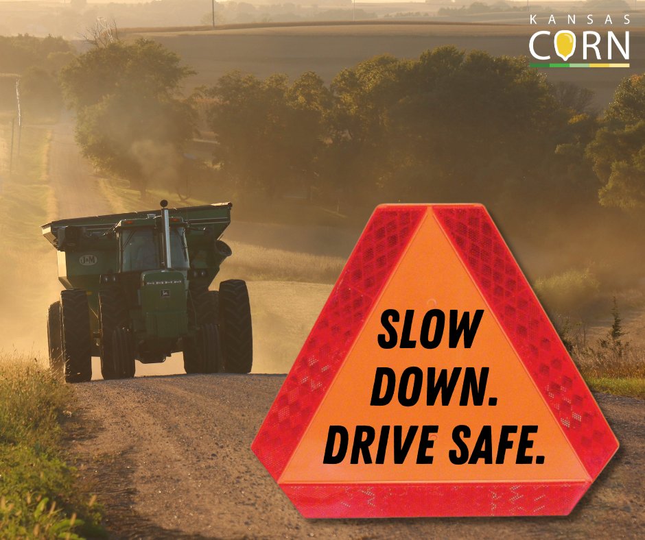 🚜🌽 It’s corn harvest season in Kansas! That means more equipment and trucks on rural roads. Please slow down, be alert, and give our farmers space to work safely. 💛 #CornHarvest #RuralRoadSafety #kscorn