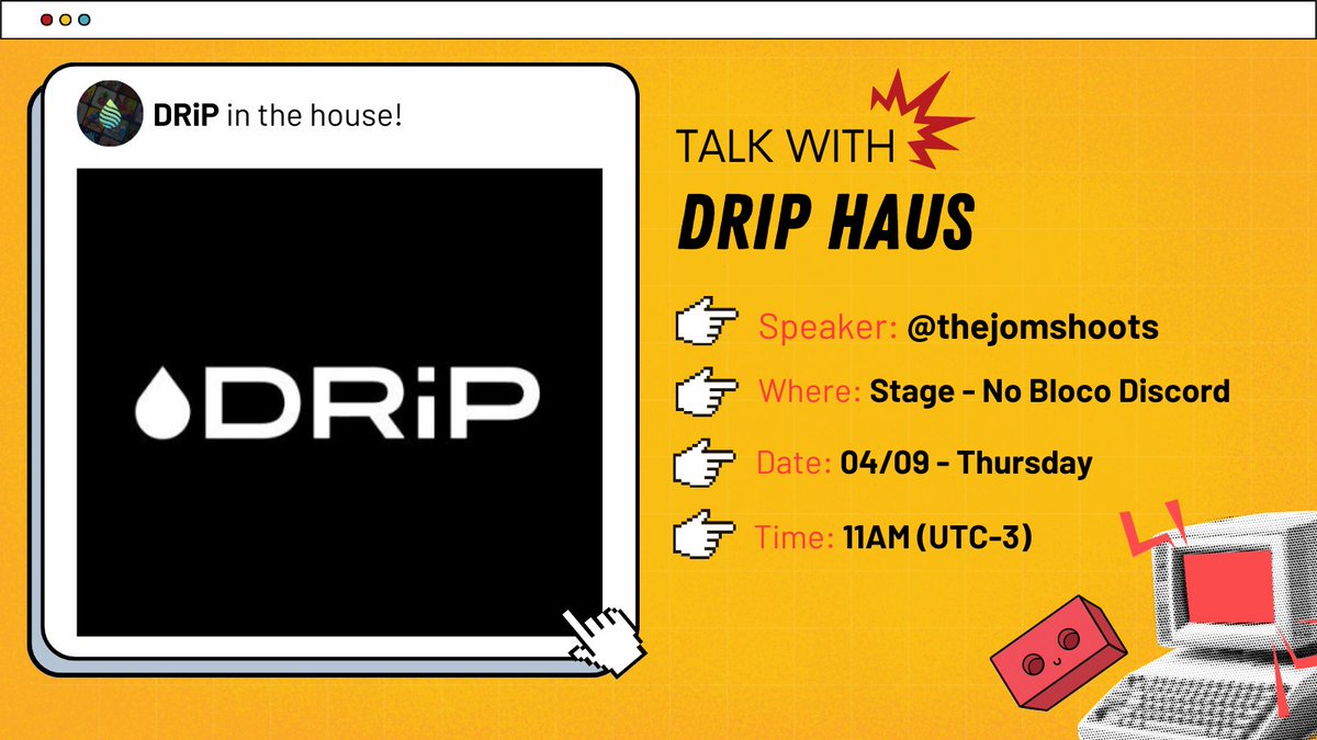 NoBloco_br's tweet image. STARTIING
we’re hosting @thejomshoots  to represent Drip.haus!!

Drip is a platform for secure digital collectibles where you can keep the art from your favorite creators forever. Plus, you can:

- Support your favorite artists with Droplets 💧
- Join 1/1 auctions
-…