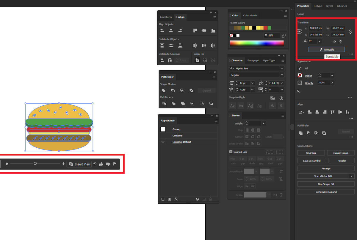 N525_zip's tweet photo. 📌 일러스트 턴테이블 기능 사용법❕

1. Adobe 사이트 접속 > 상단에 Beta 클릭 > 일러스트레이터 베타 다운로드
2.  일러 베타 버전에서 2D 그래픽 정면도 작업 후 그룹화 하기
3. 작업할 오브제 선택후 Object > Turntable 클릭 > Transform 패널에서 Turntable 버튼 활성화 확인 후 클릭 및 조절 https://t.co/MyYhsSOSbp