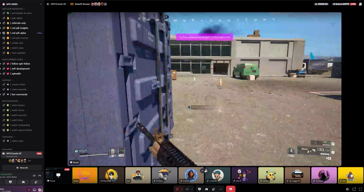 With my fam <a href="/Sanctuary_Den/">Sanctuary</a> <a href="/aphweb3/">APH WEB3</a> watching <a href="/ReaperActualW3/">Reaper Actual Web3</a> showing the game! 🔫