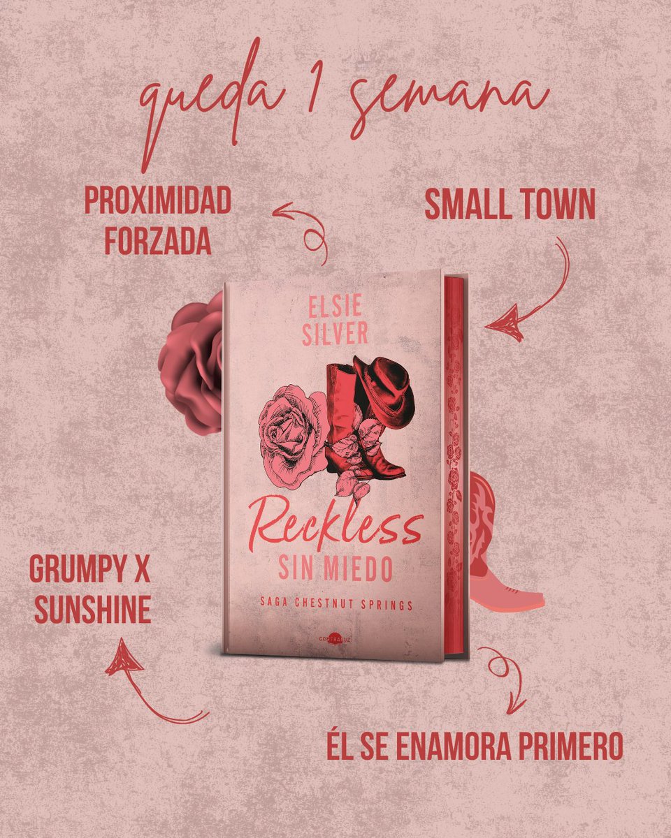 ¡Queda una semana! 🤠
Cada vez queda menos para que Reckless, el 4º libro de la saga Chestnut Springs, llegue a vuestras estanterías. ¿Preparadas para la historia de Theo Silva y Winter Hamilton? 🤭
