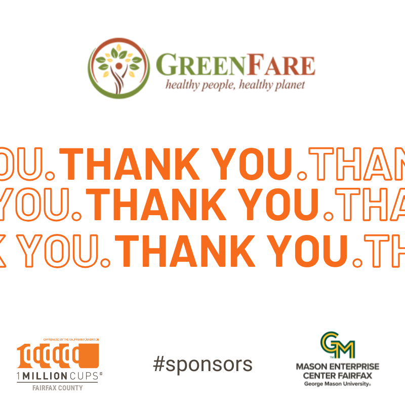 Big thanks to Mason Enterprise Center Fairfax for hosting us and to <a href="/GreenFareCafe/">GreenFare</a> for the coffee &amp; healthy breakfast at 1MillionCups Fairfax! We appreciate your support in bringing our entrepreneurial community together. #1MCFairfax #ThankYou #CommunitySupport