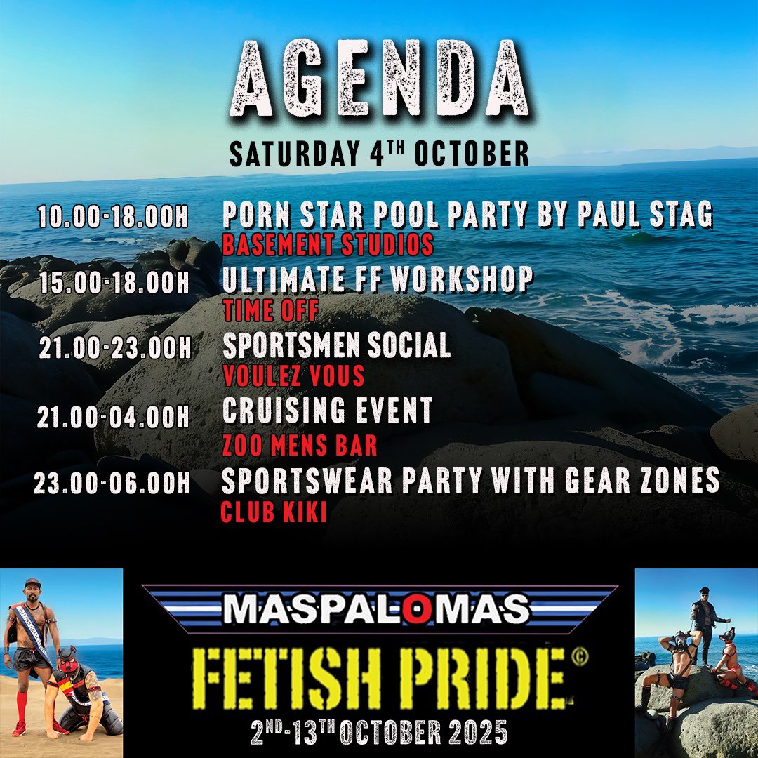 The countdown is on! Just one month to go until Maspalomas Fetish Pride 2025 kicks off. We already know what we’ll be doing this time next month - do you know where you’ll be? 

Full agenda + advance tickets now available at 👉 maspalomasfetishpride.com