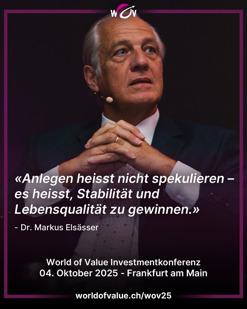 World of Value (@worldofvalue) on Twitter photo 📈 Anlegen bedeutet mehr als Spekulation:
Es geht um Stabilität und Lebensqualität.
<a href="/MarkusElsaesser/">Dr. Markus Elsässer</a> spricht auf der World of Value 2025 in Frankfurt.
👉 worldofvalue.ch/wov25?refId=4a…
#Investment #Finanzen #WOV25 📈 Anlegen bedeutet mehr als Spekulation:
Es geht um Stabilität und Lebensqualität.
<a href="/MarkusElsaesser/">Dr. Markus Elsässer</a> spricht auf der World of Value 2025 in Frankfurt.
👉 worldofvalue.ch/wov25?refId=4a…
#Investment #Finanzen #WOV25