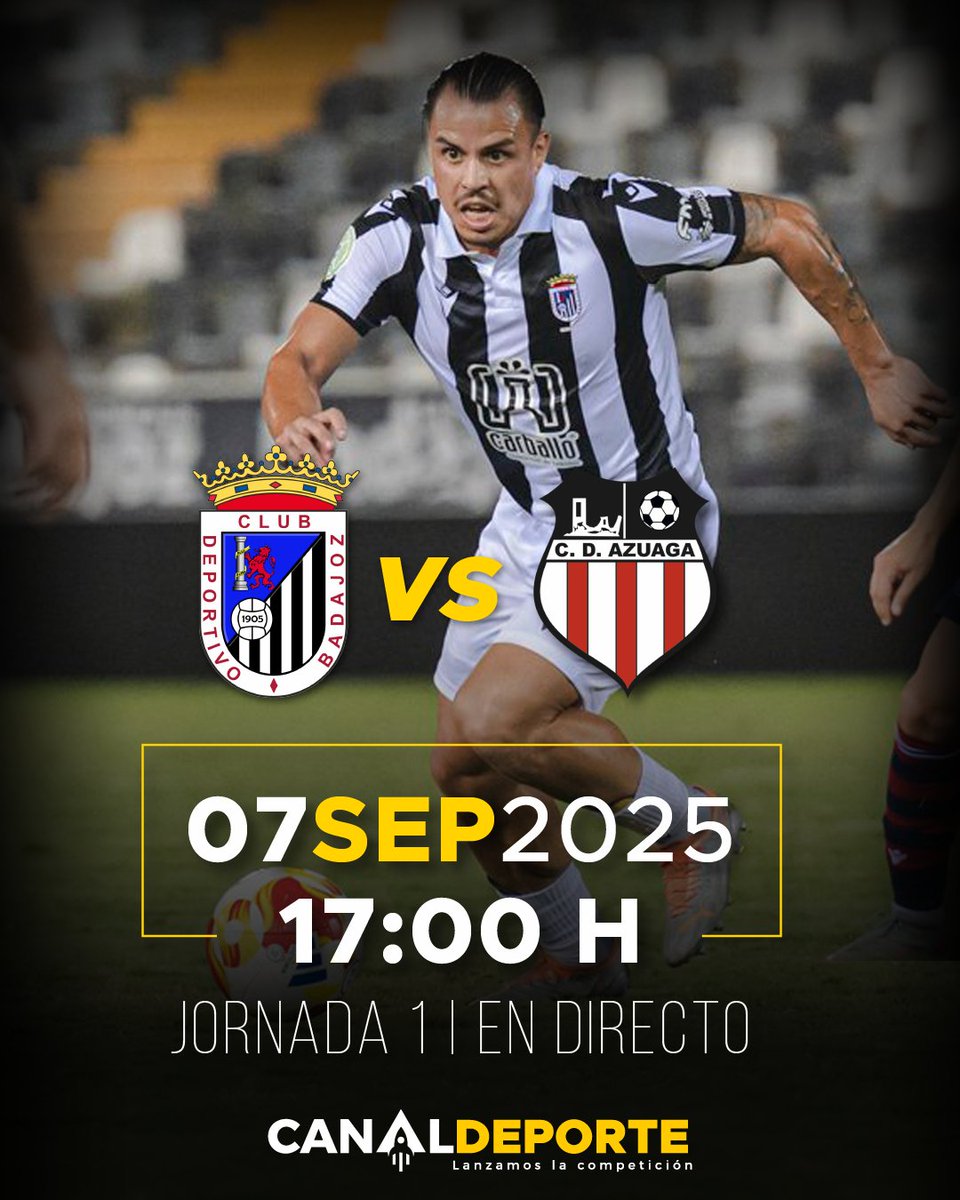 CanalDeporte (@cdeportetv) on Twitter photo ⚪⚫ Arranca la temporada en el Nuevo Vivero para el
<a href="/CDBadajoz/">CD Badajoz</a>.
🆚 <a href="/cdazuaga/">CD Azuaga</a>
📆 07/09 | ⏰ 17:00h
🎙 <a href="/iismaa_14/">Ismael López</a>
📲 En 𝐚𝐛𝐢𝐞𝐫𝐭𝐨 y 𝐠𝐫𝐚𝐭𝐮𝐢𝐭𝐨 con nuestra APP TV o APP Móvil (iOS/Android):
👉🔗 linktr.ee/cdeporte
#LanzamosLaCompetición 🚀 ⚪⚫ Arranca la temporada en el Nuevo Vivero para el
<a href="/CDBadajoz/">CD Badajoz</a>.
🆚 <a href="/cdazuaga/">CD Azuaga</a>
📆 07/09 | ⏰ 17:00h
🎙 <a href="/iismaa_14/">Ismael López</a>
📲 En 𝐚𝐛𝐢𝐞𝐫𝐭𝐨 y 𝐠𝐫𝐚𝐭𝐮𝐢𝐭𝐨 con nuestra APP TV o APP Móvil (iOS/Android):
👉🔗 linktr.ee/cdeporte
#LanzamosLaCompetición 🚀