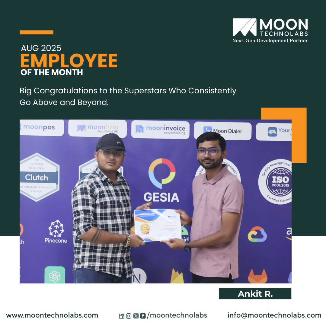 moontechnolabs's tweet image. Excellence 👏 is an attitude that turns challenging tasks into remarkable results through dedication and skill.

Congratulations to those who earned the Title of EOM for August 2025!

Well done!!! 🎉
.
.
.
#MoonTechnolabs #EOM2025 #MTPL #Employeesofthemonth #Employeemotivation…