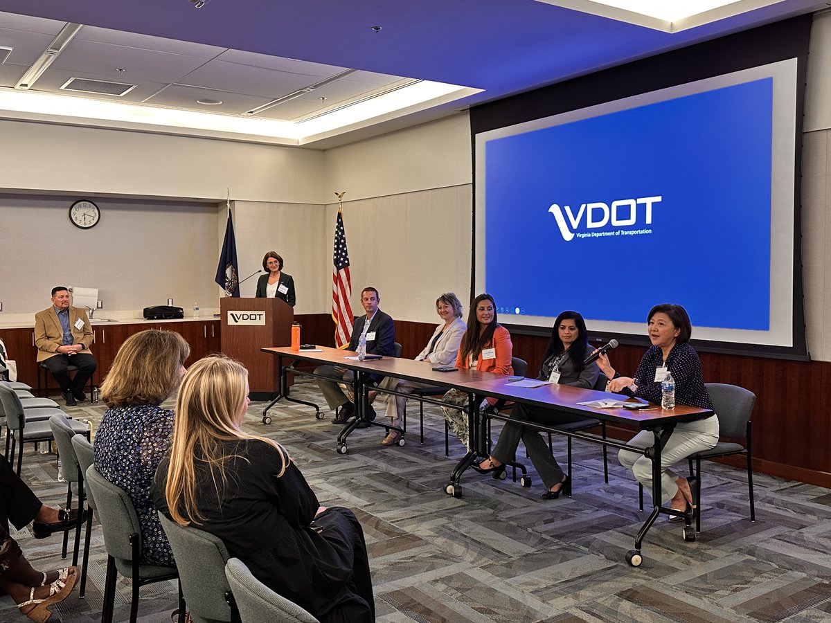 Five of our district leaders hosted regional <a href="/WTS_Org/">WTS International</a> members at our headquarters in Fairfax last night! Topics included bridge and roadway design, technology innovations (hello, @gomywayva!) and construction projects 👷‍♀️

#WomenInTransportation