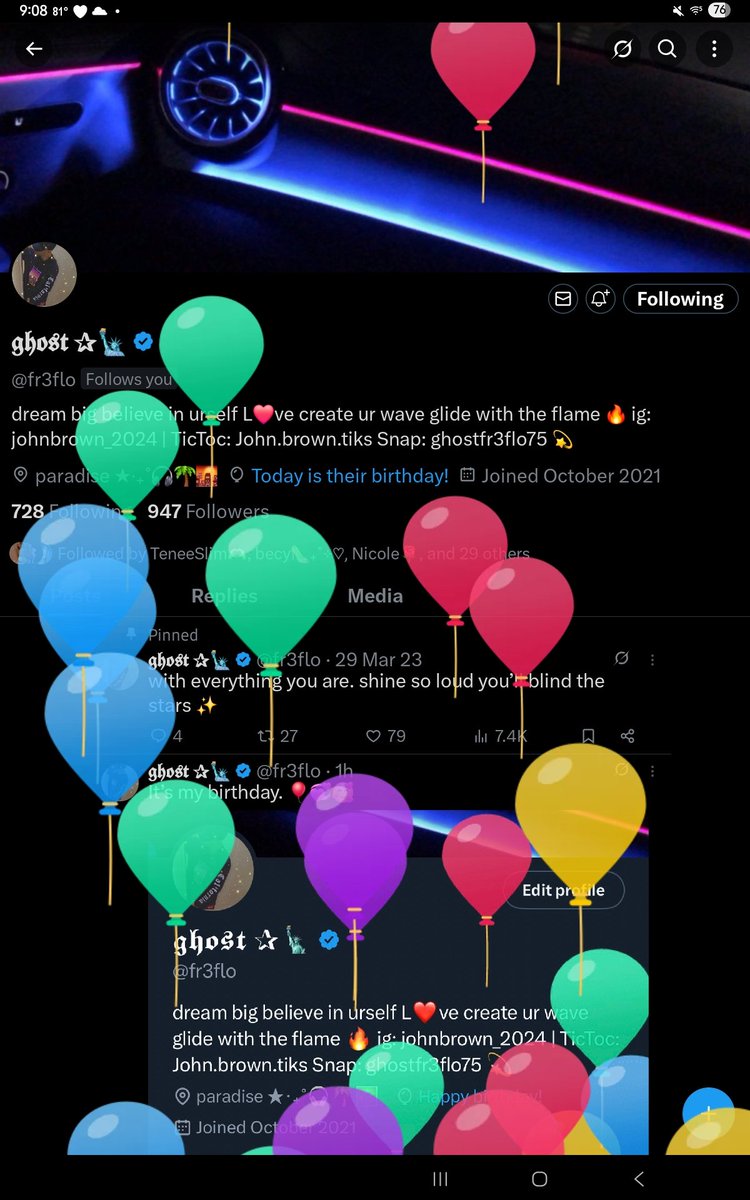 CYNinHoUsToNeD's tweet image. 🎺🔈🔉🔊🎵🎶*HaPpY BiRthDaY* @fr3flo enjoy n for many Mo to CoMe.....🎆🧨🎇✨️🎈🎊🎉🎁🪅😒🤜🏽💥🤛🏽🙂🙏🏽💯