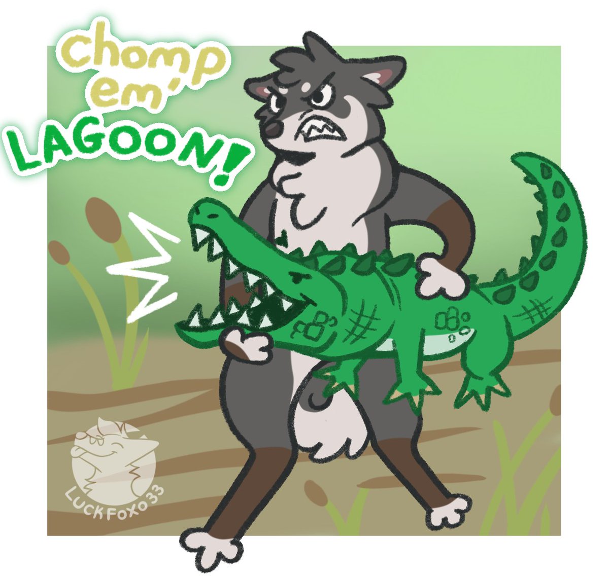 RAWR! Let me at 'em!
Art made by <a href="/LuckFoxo33/">LuckFoxo33 Art 🇨🇦</a> featuring <a href="/FrescoGray/">Fresco 🔜 MFF ❤️</a> 
#furry #furryarwork