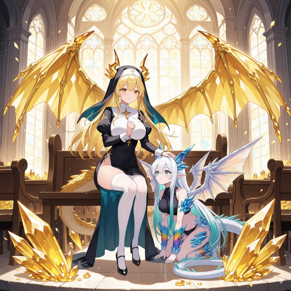 シスター娘
#クリスタルドラゴン娘 
#CrystalDragonGirlAI