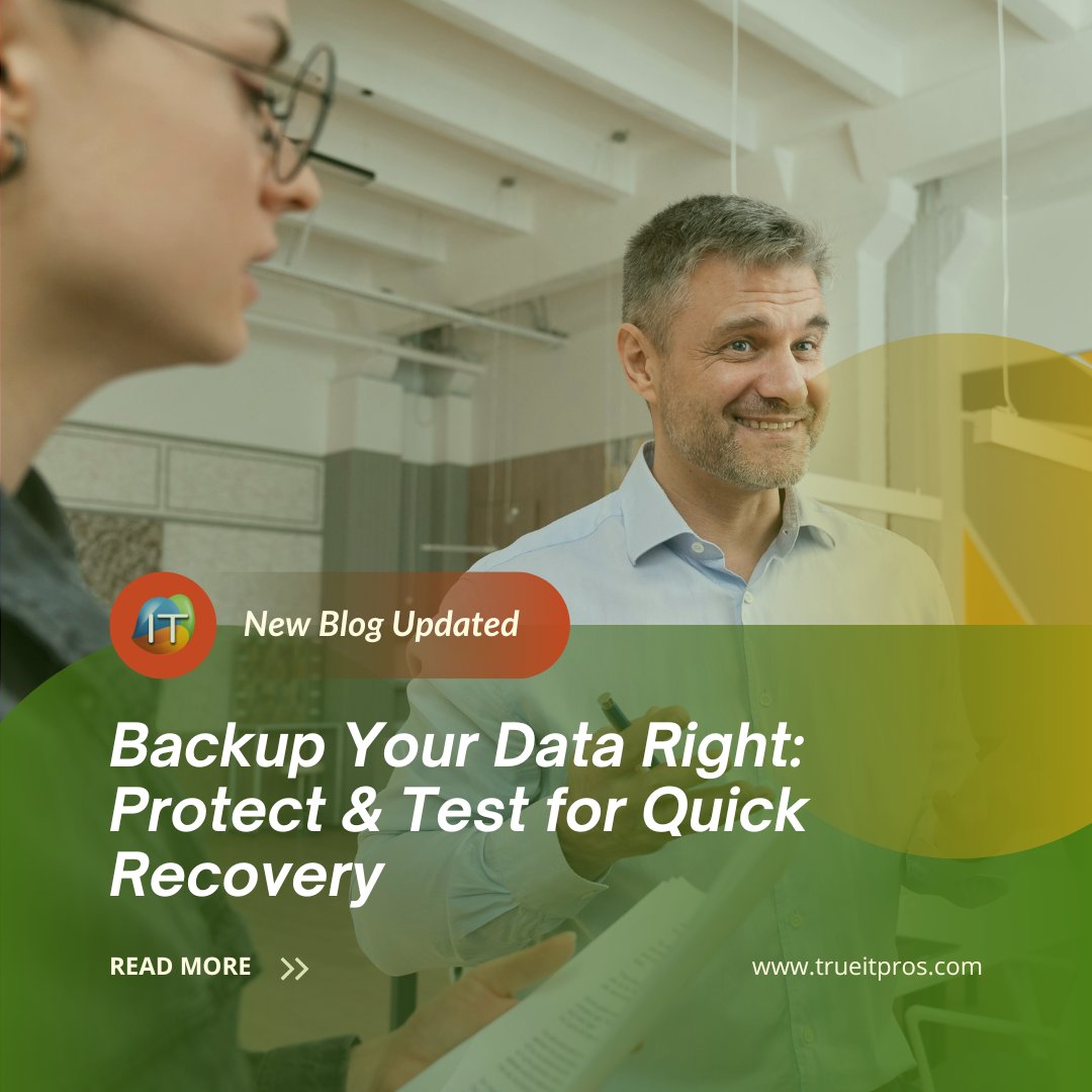 trueITpros's tweet image. Backups alone aren’t enough—if you don’t test them, you may not recover when it matters. See why Atlanta SMBs should back up and test: trueitpros.com/blog #DataBackup #Cybersecurity