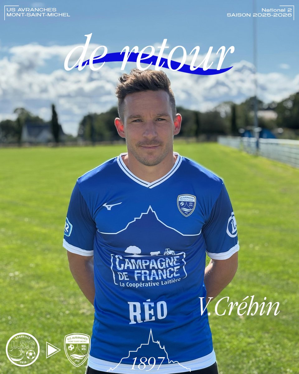 usamsm_off's tweet photo. L'US Avranches est fière d'annoncer le retour de Vincent Créhin, au sein du club.  Fort d'une grande expérience acquise au fil de sa carrière, l'attaquant apporte avec lui son sens du but et  son professionnalisme  Son arrivée représente un atout précieux pour l'effectif. https://t.co/F7s0AVxdHd